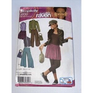 Simplicity 3930 UNCUT Thats So Raven Girl’s 8 10 12 14 16 Vest Bag Skirt Gauchos